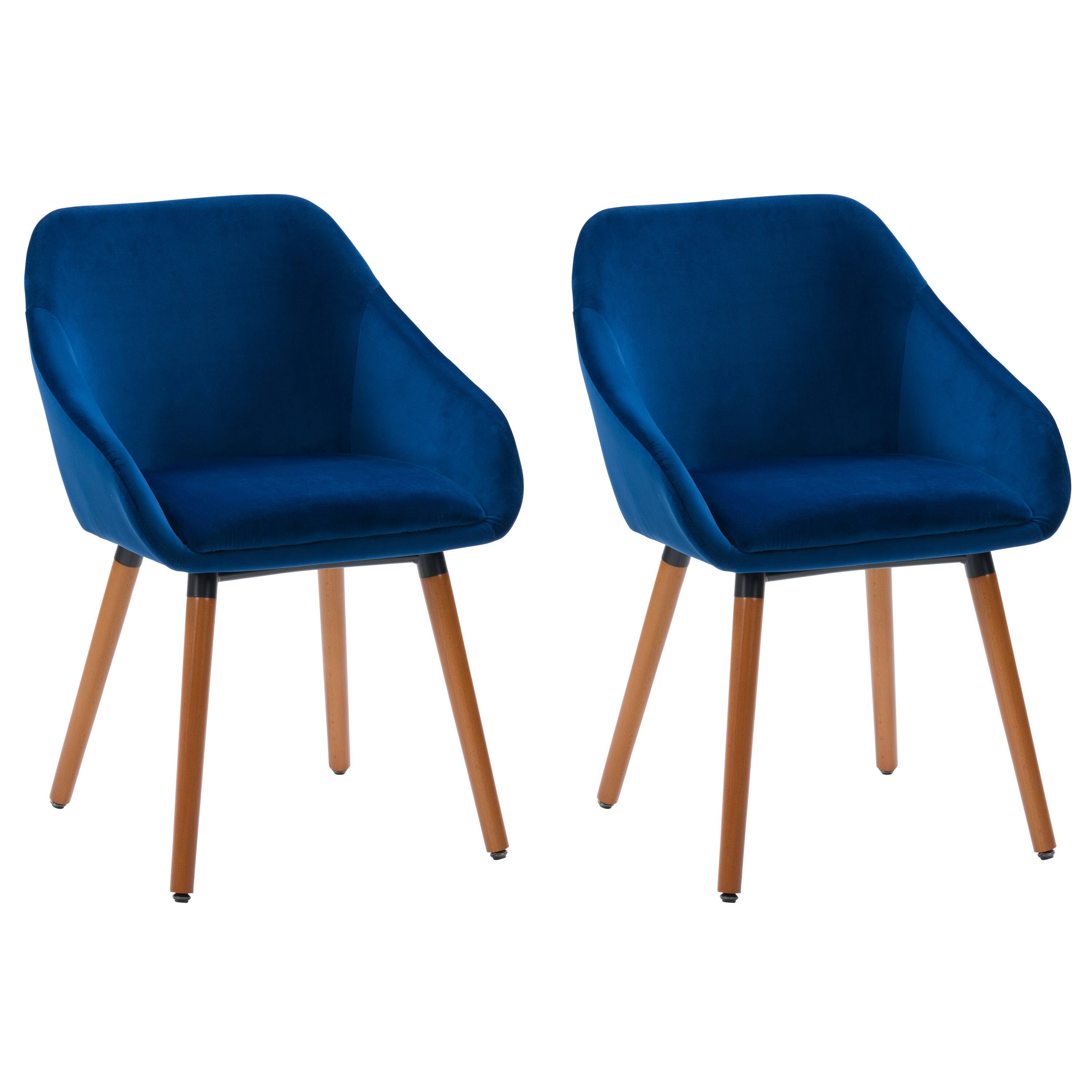 Front. CorLiving - Ayla Velvet Side Chair - Navy Blue.