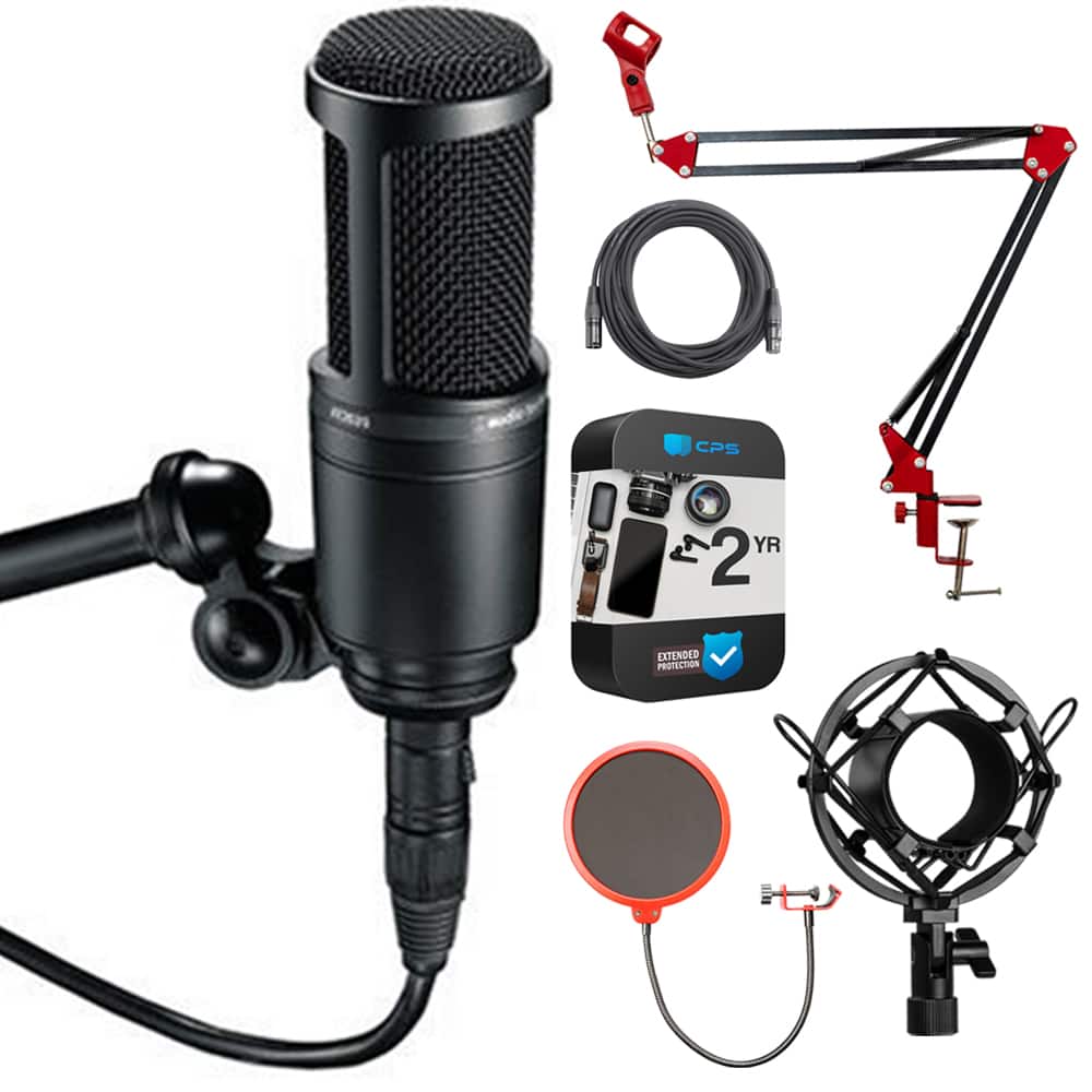 Audio-Technica - Side Address Cardioid Condenser Studio Microphone +Warranty + Accessories Bundle