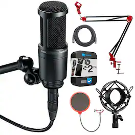 Audio-Technica - Side Address Cardioid Condenser Studio Microphone +Warranty + Accessories Bundle