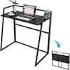 Front. Eureka Ergonomic - 33" Teak Wood Folding Computer Desk - No Assembly Small Space Workstation - Black.