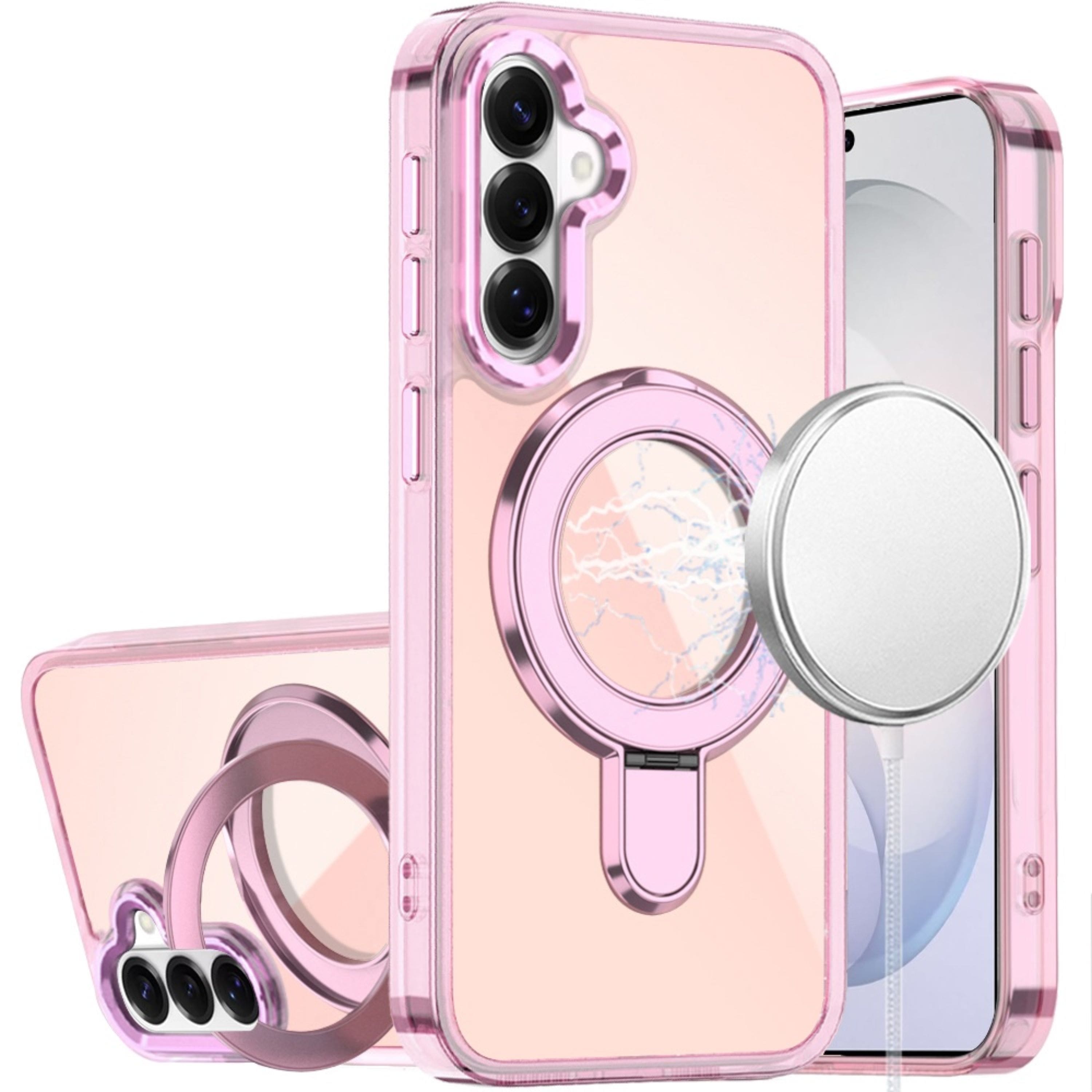 Kitcheniva - Radiant Chrome Magnetic Circle Stand Plus Tempered Glass For Samsung S26 FE - Light Pink price history on PriceWatchPro