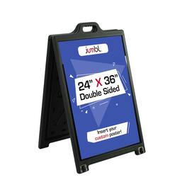 Jumbl - 24" x 36" A-Frame Signboard 2-Sided Sidewalk Sign W/Portable Wheels Sandwich Board - Black