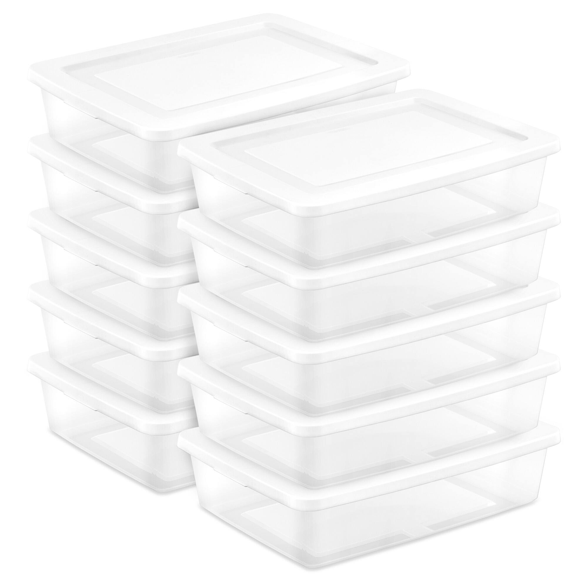 Front. Sterilite - Sterilite 28 Qt Storage Box, Stackable Plastic Container Home Organizer, 10 Pack - White.