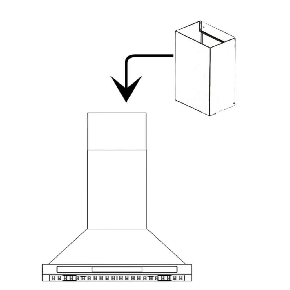 Alt View 1. Brano - BRANO TW03S Series Flue Extension Kit for 9-10 Ft Ceilings - 15.75 inch Chimney Range Hood Accessory in Stainless Steel - silver.
