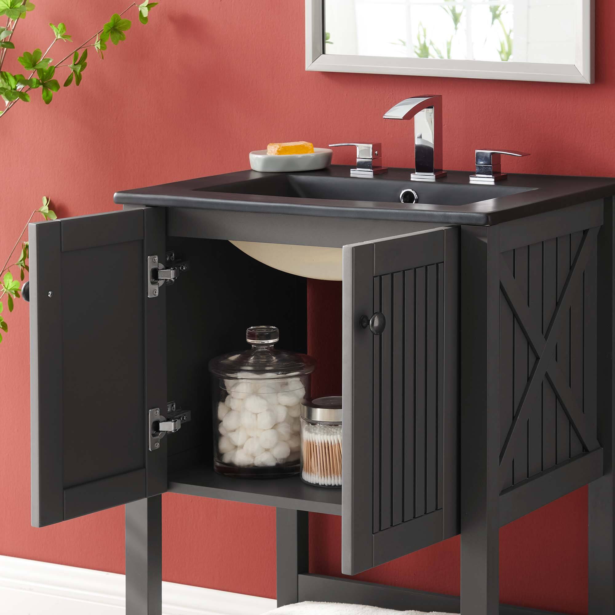 Modway Steam Bathroom Vanity Basin Included Gray Black - Best Buy