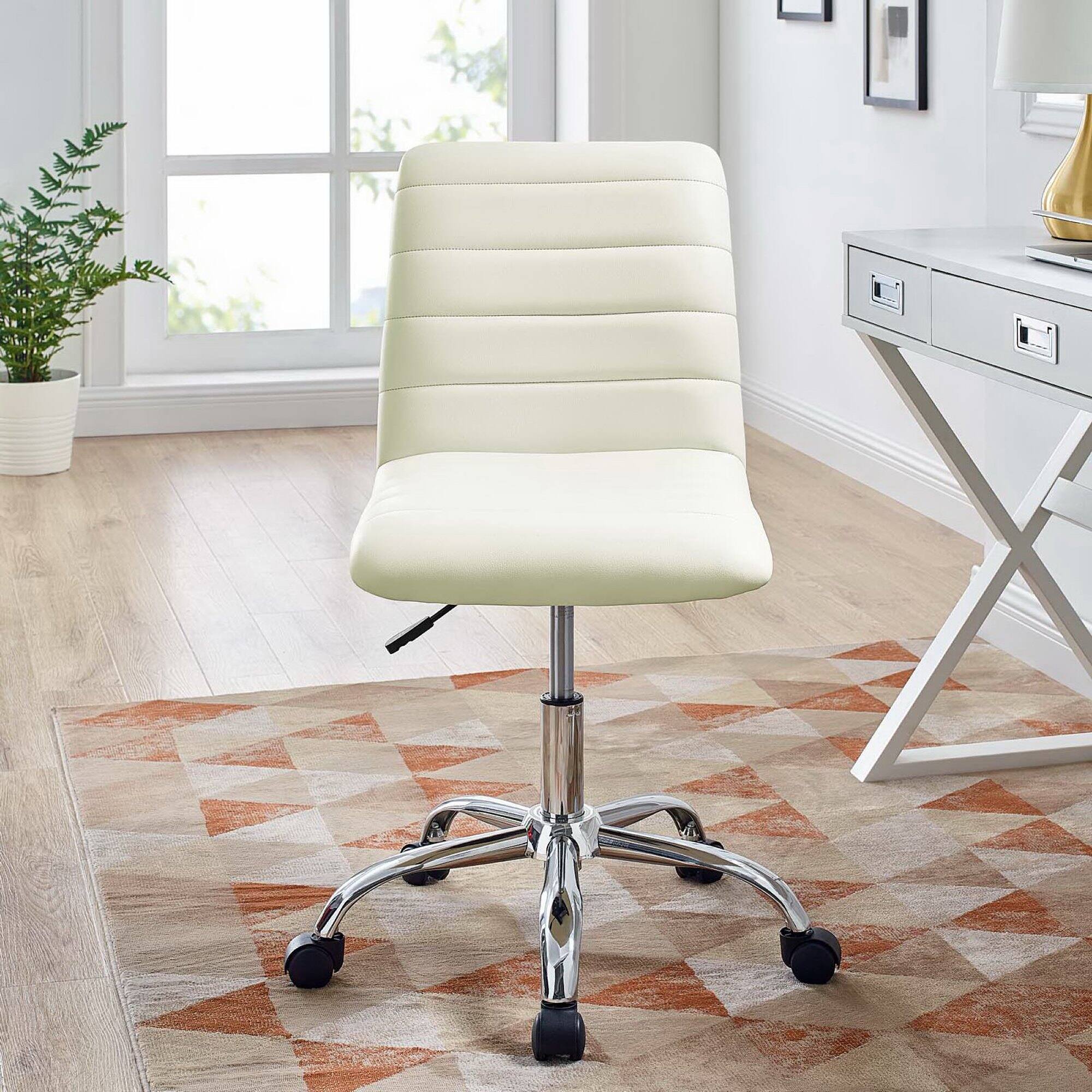 Alt View 4. Modway - Ripple Armless Mid Back Vinyl Office Chair by Modway - White.