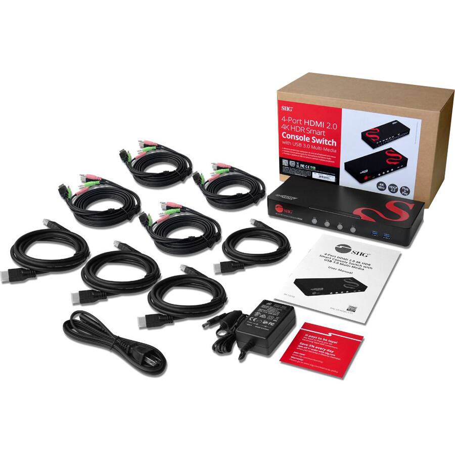 SUG 4-Port HDMI 2.0 4K HDR Console Smart Switch with USB 3.0 Multi-Media HDCP 2.2  
SUG CS  
HDMI SHG  
USA  
Console 3.0 2.0 4K Multi-Media switch  
with Manual  
999 FC  
5% every of be  
royal