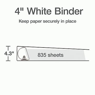 4" White Binder  
Keep paper securely in place  

4.3"  
835 sheets