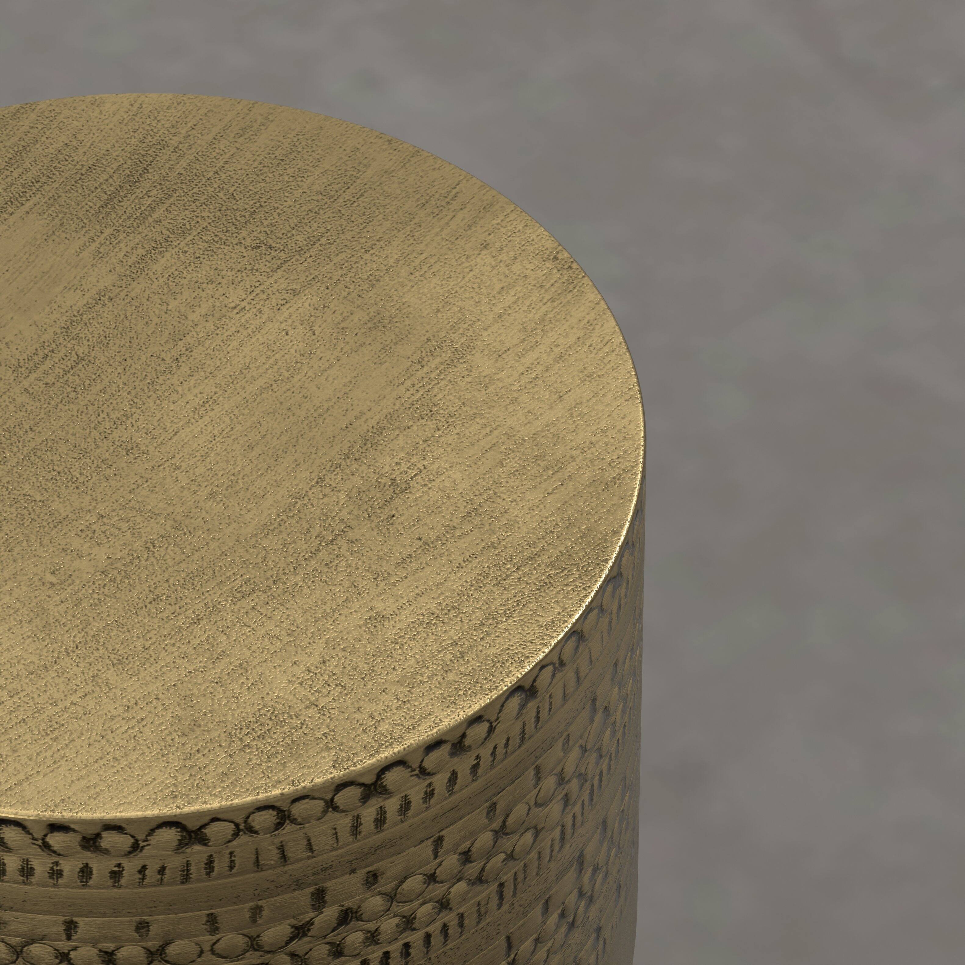 Alt View 2. Simpli Home - Johnsen 15 inch Wide Metal Drum Accent Table, Burnished Gold - Burnished Gold.