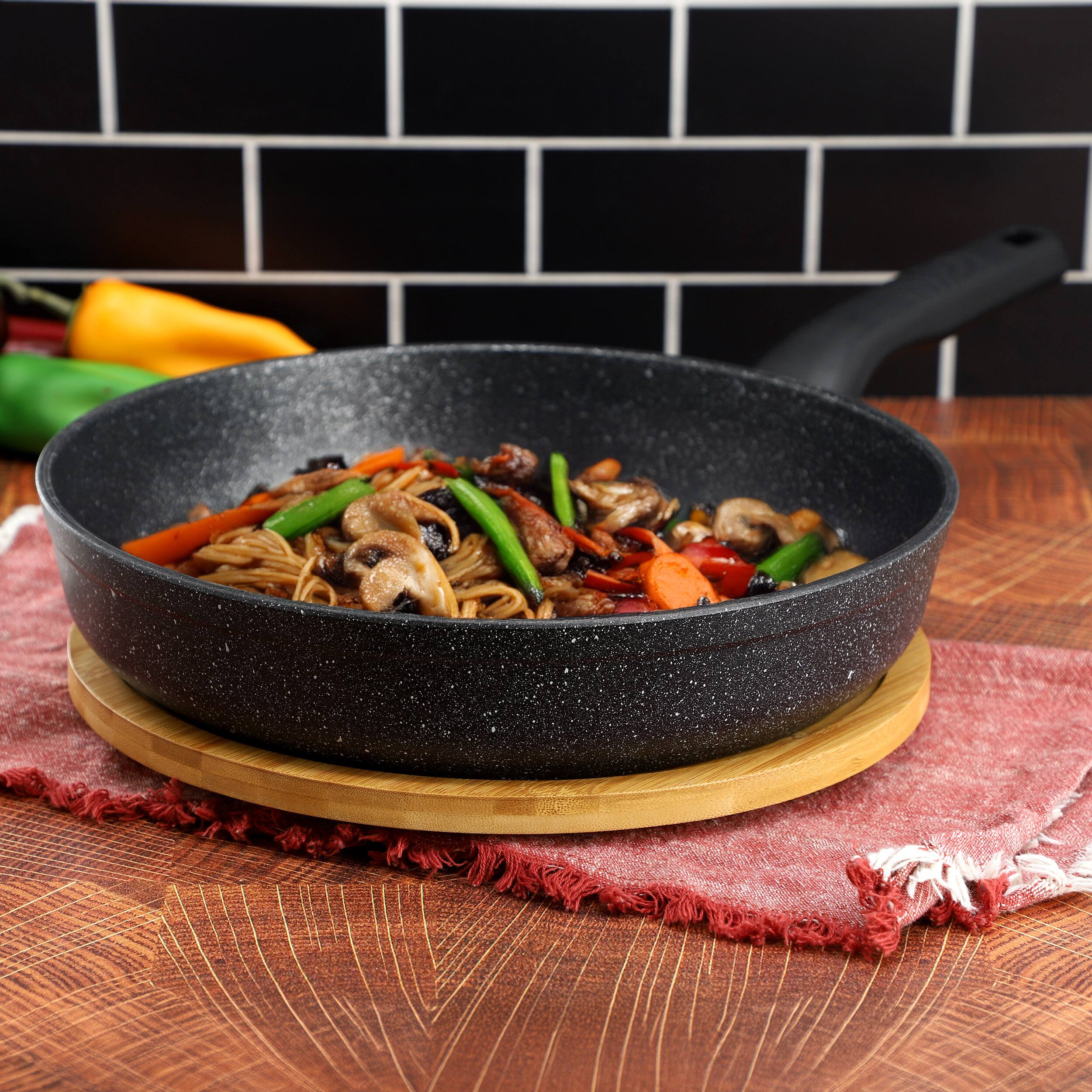 Alt View 4. Korkmaz - Korkmaz Ornella Nonstick 11 Inch Aluminum Frying Pan in Granite Black - Granite Black.
