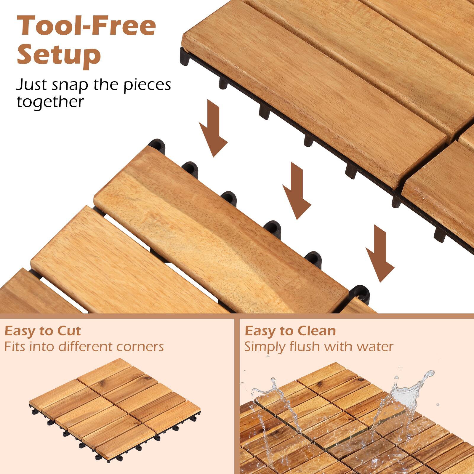 Tool-Free Setup  
Just snap the pieces together  

Easy to Cut  
Fits into different corners  

Easy to Clean  
Simply flush with water