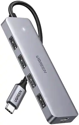 UGREEN - 4-Port USB 3.0 Hub, USB-C to USB-A 3.0 Splitter for Laptop, PC, and More - Silver