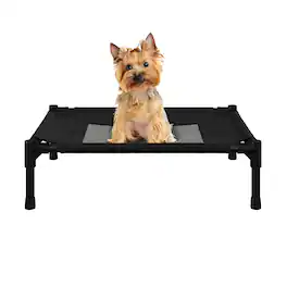 PetMaker - Elevated Dog Bed 24.5x18.5-Inch Pet Bed with Non-Slip Feet Indoor/Outdoor Dog Cot or Puppy Mattress for Pets up to 25lbs - Black