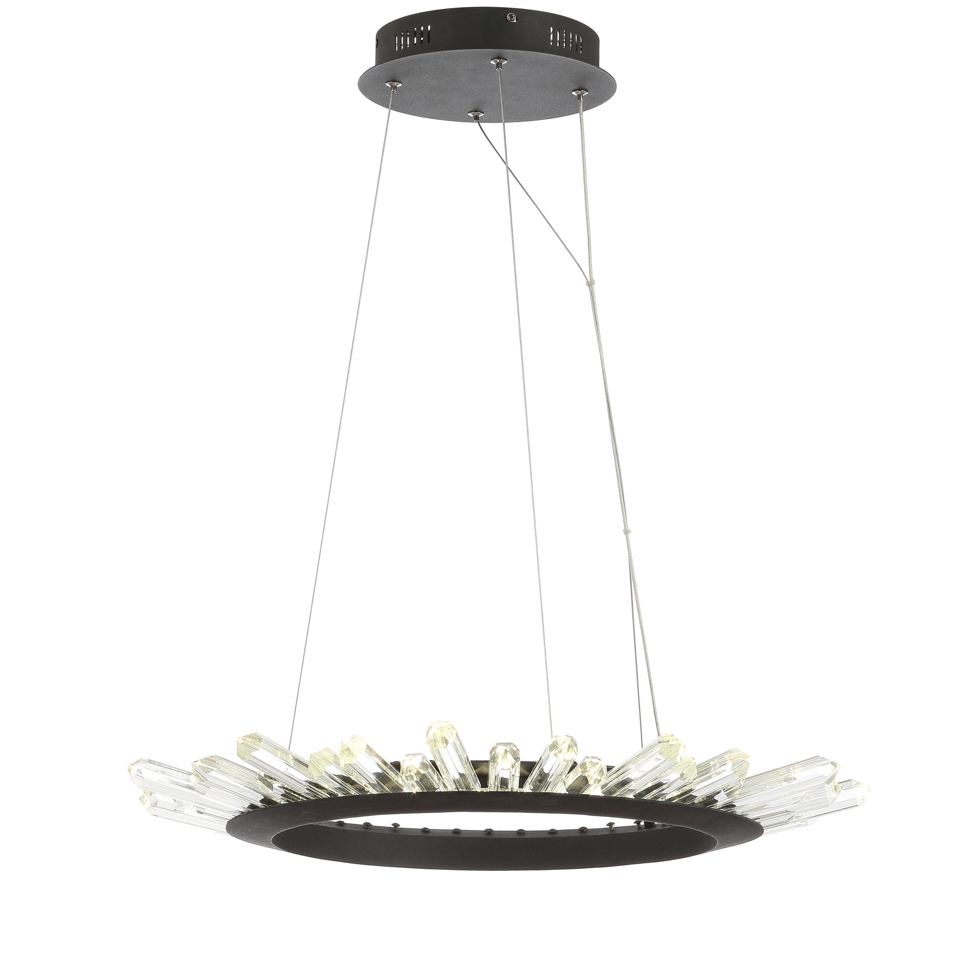 "Jonathan Y - Elsa 24"" Adjustable Integrated LED Modern Crystal Pendant - Black/Clear" price history on PriceWatchPro