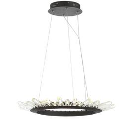 Jonathan Y - Elsa 24" Adjustable Integrated LED Modern Crystal Pendant - Black/Clear