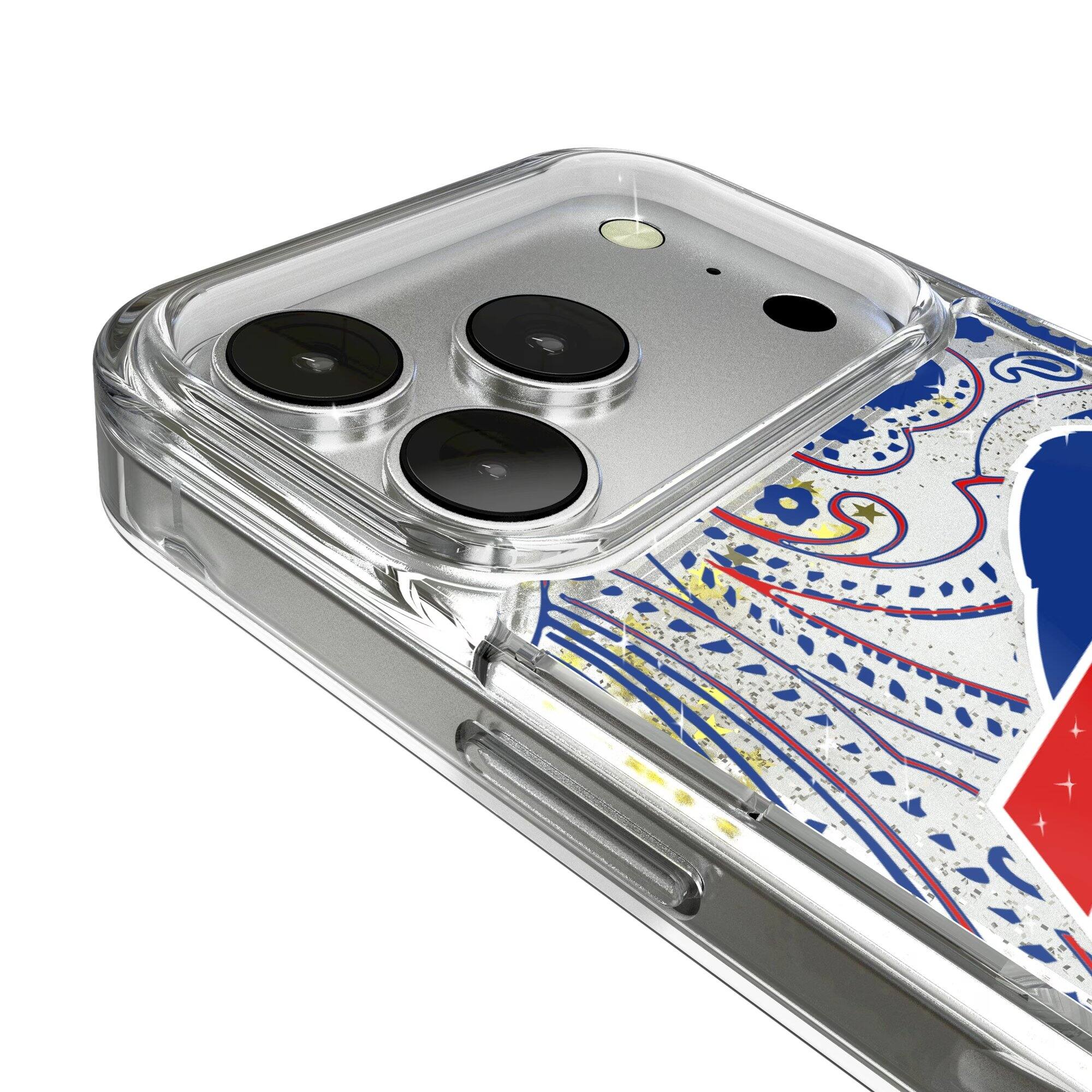 Alt View 2. Keyscaper - Buffalo Bills iPhone Paisley Design Glitter Case - 16 Pro Max - Multicolor.