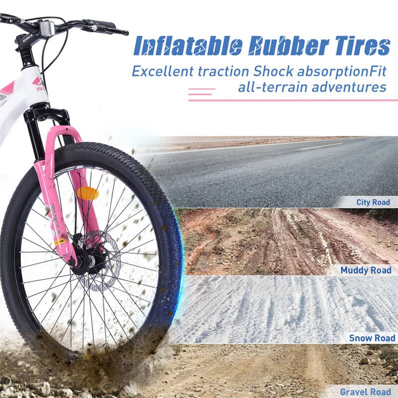 Inflatable Rubber Tires  
Excellent traction Shock absorption  
Fit all-terrain adventures  

City Road  
Muddy Road  
Snow Road  
Gravel Road
