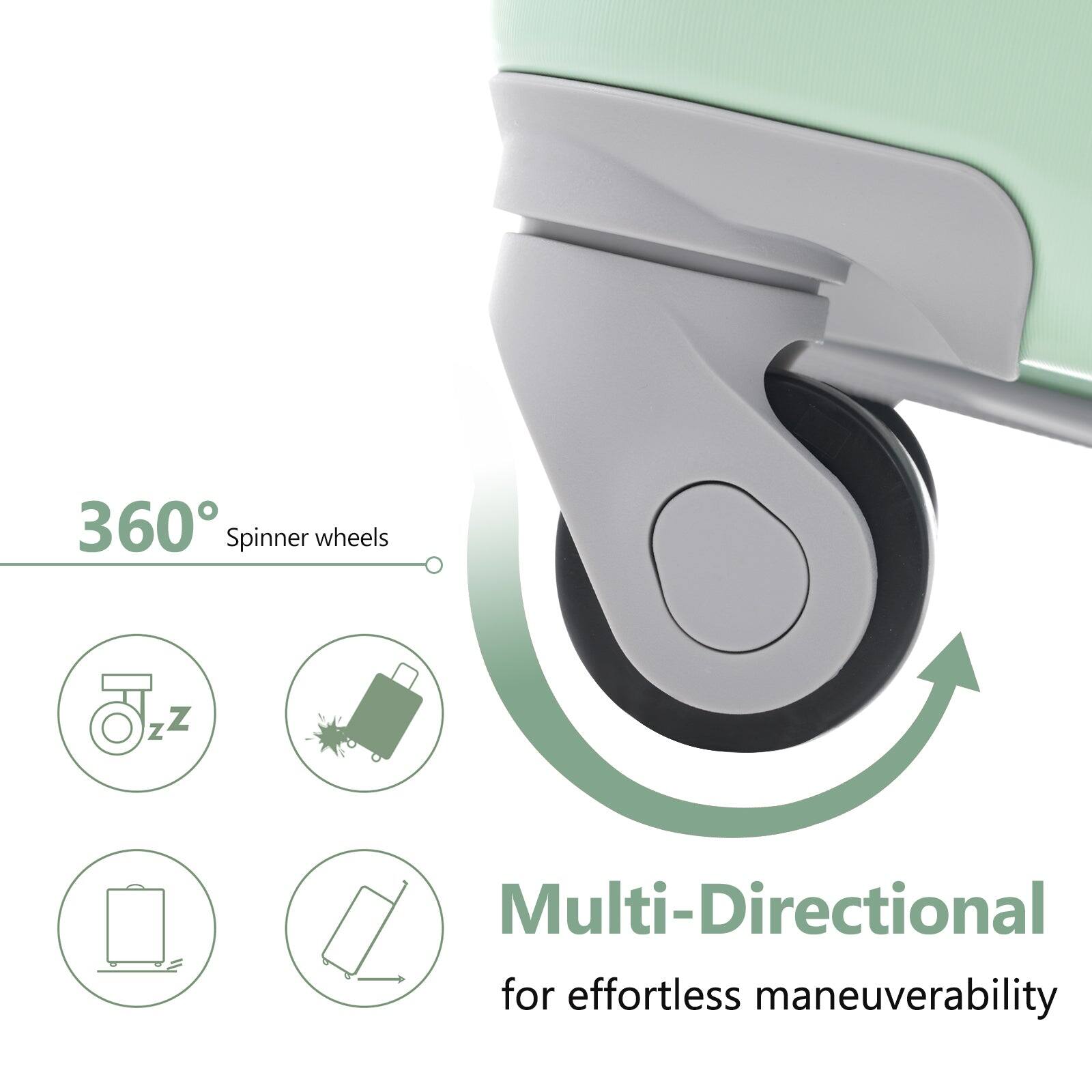 360° Spinner wheels

Multi-Directional for effortless maneuverability