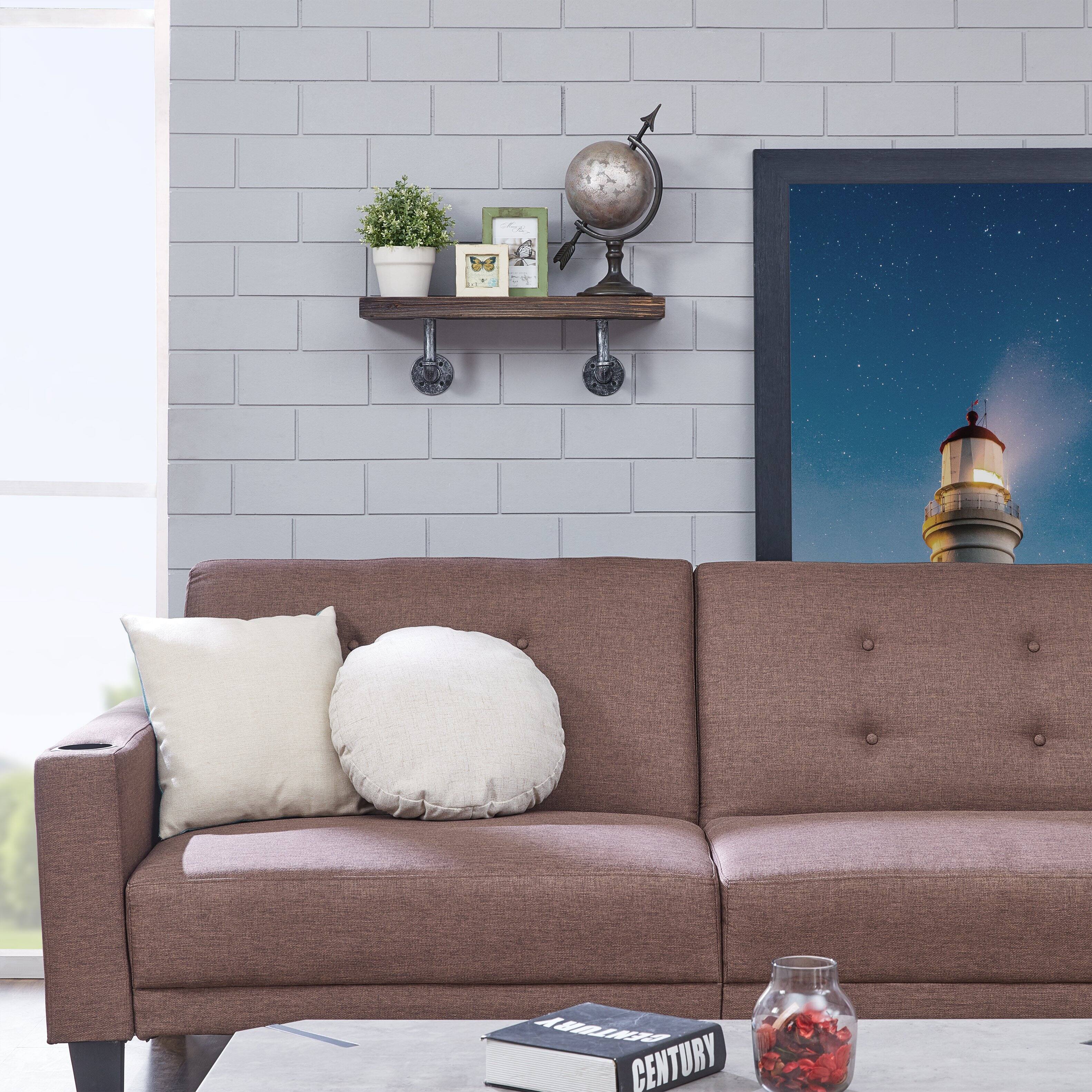 Back. Danya B - 24" x 7" Floating Pipe Industrial Wall Shelf – Ebony - Ebony.