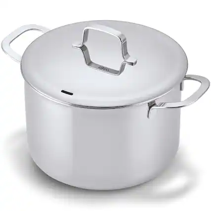 Front. Alva - Alva Maestro 8-Quart Stainless Steel Stock Pot - Lasered Engrave Measurement, Oven Safe - Silver.