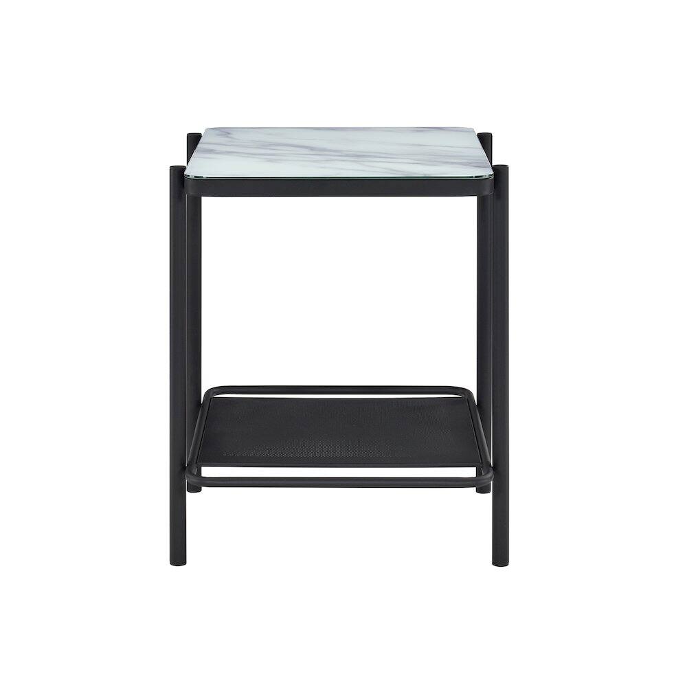 Left. Furniture of America - Joaquin Metal 1-Shelf End Table in Black and White - Black.