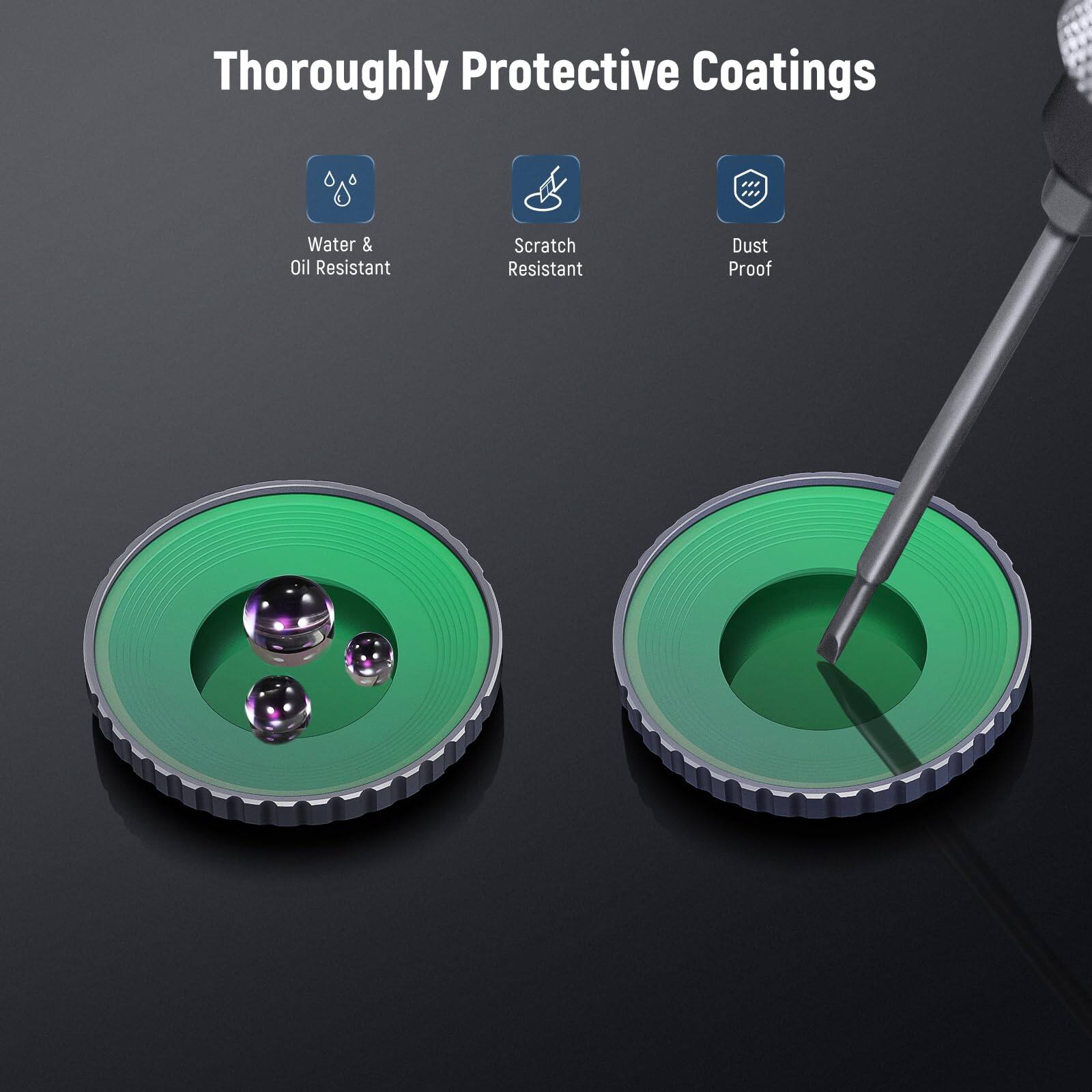 Thoroughly Protective Coatings  
Water & Oil Resistant  
Scratch Resistant  
Dust Proof