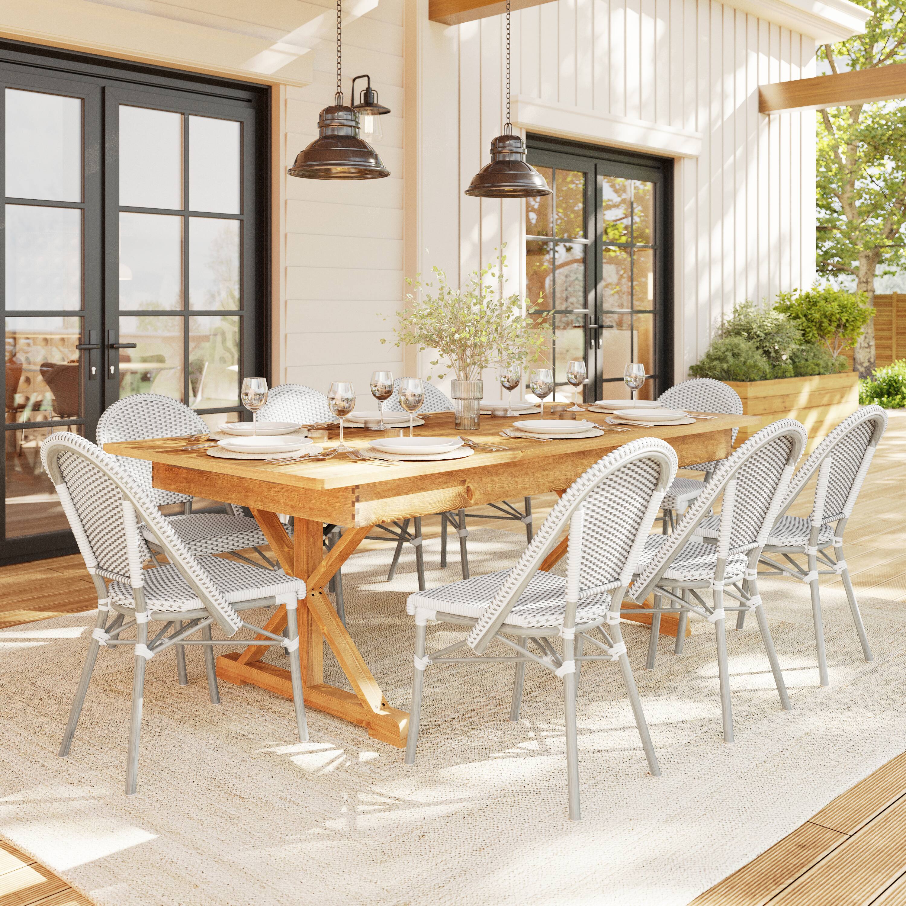 Alt View 5. Martha Stewart - Lily Pond All-Weather Stackable Patio Bistro Dining Chair - Gray & White/Gray Frame.