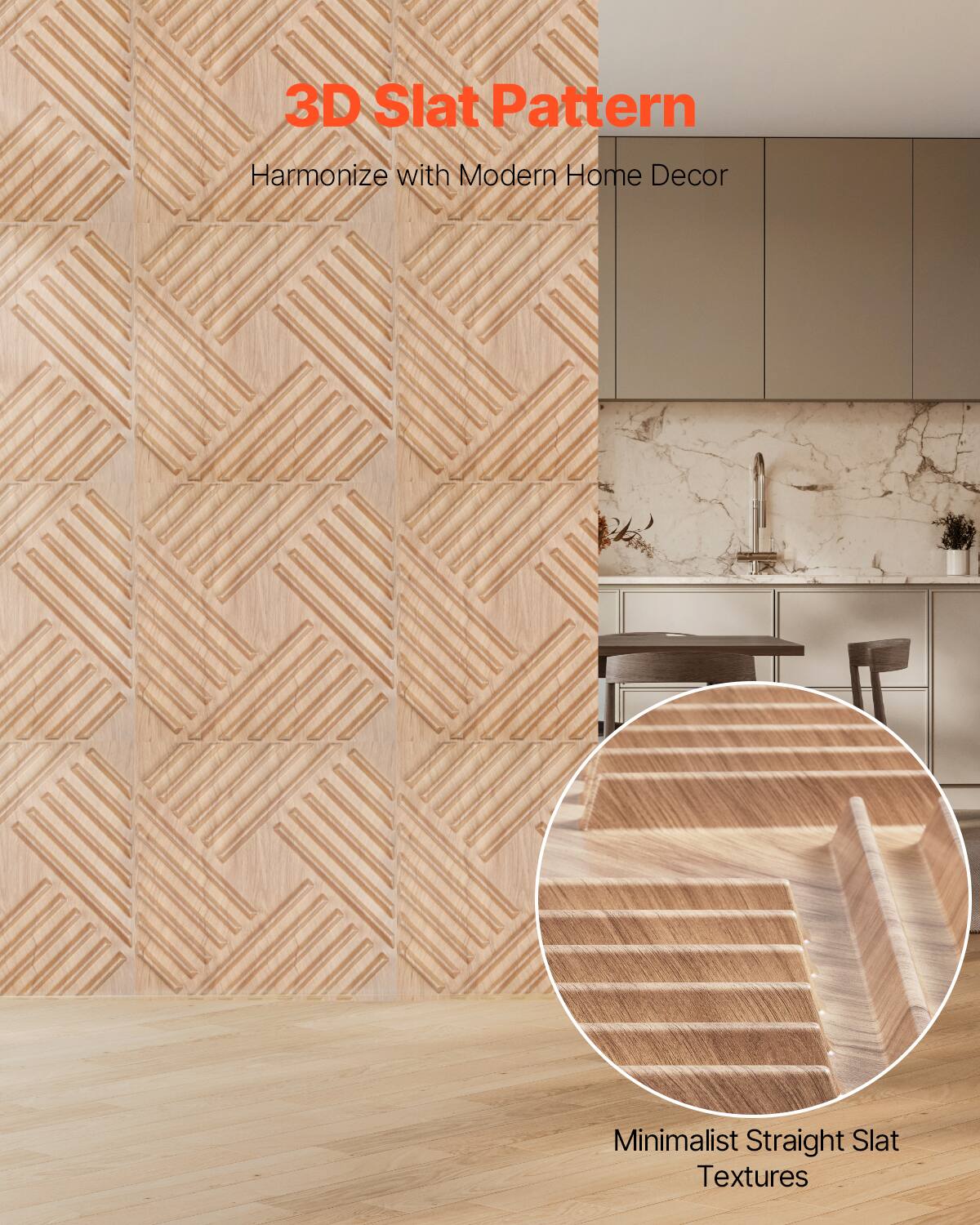 3D Slat Pattern  
Harmonize with Modern Home Decor  

Minimalist Straight Slat Textures