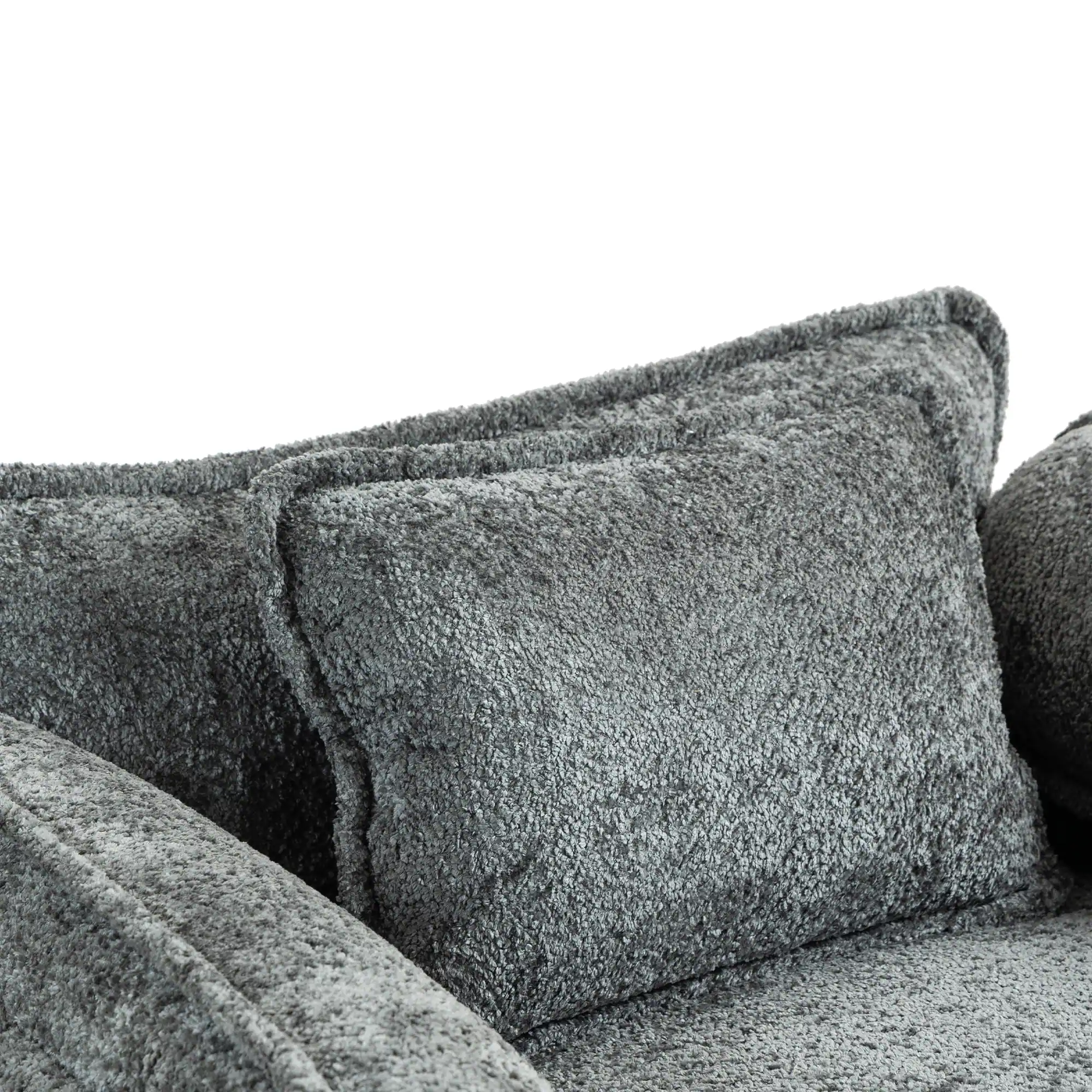 Alt View 2. LUCKY ONE - 55"x39" Oversized Boucle Single Sofa Bed with Wider seat - Dark Grey.