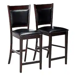 Manhattan Lane - Counter Height Chair Vinyl Padded Seat & Back, Espresso Set of 2 - Brown