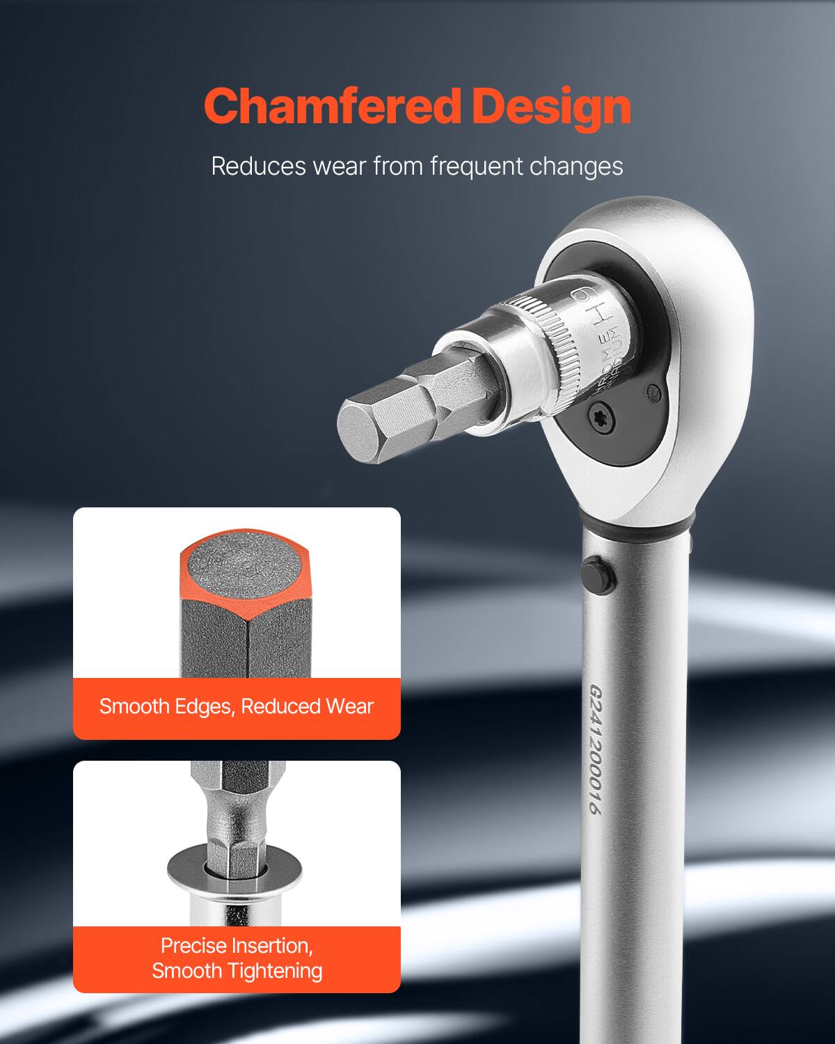 Chamfered Design  
Reduces wear from frequent changes  

Smooth Edges, Reduced Wear  

Precise Insertion, Smooth Tightening  

G24 241200016