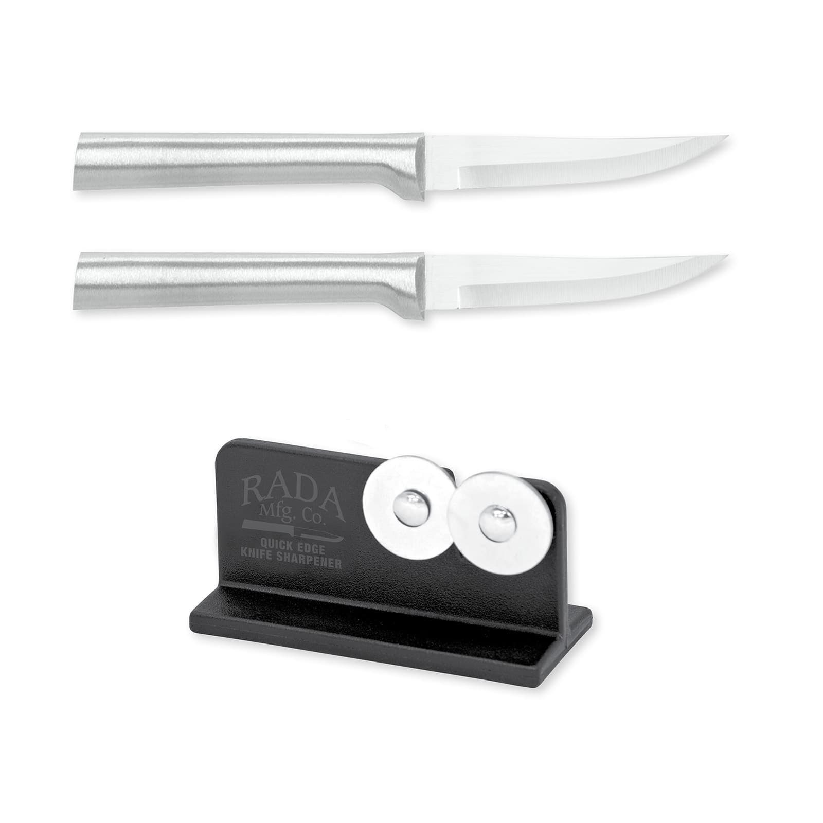 Rada - Cutlery Heavy Duty 3.25-Inch Paring Knife Set of 2, Handles & Quick Edge Knife Sharpener - Silver price history on PriceWatchPro