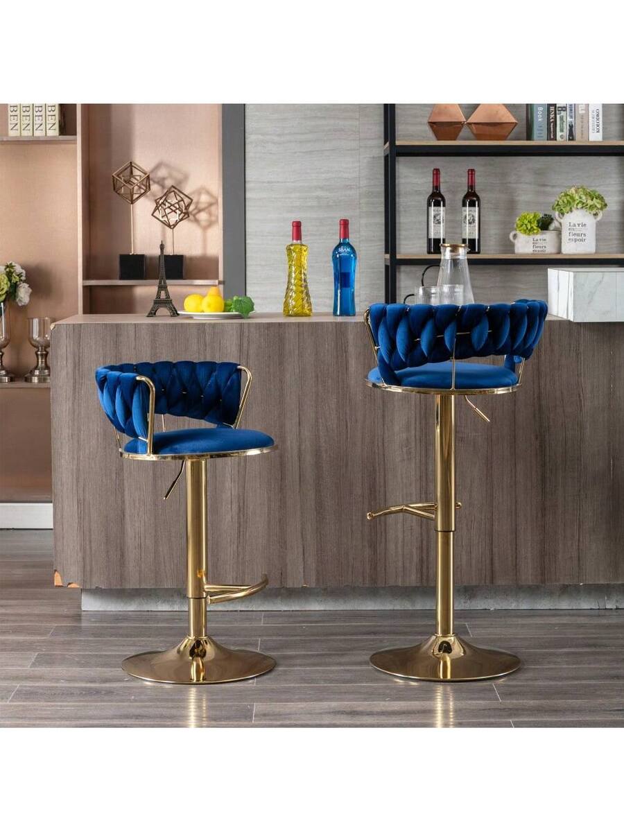 Stools Trinkets Crazed Gold Bar Stools Set Of 2, 360° Swivel Bar Stools ...