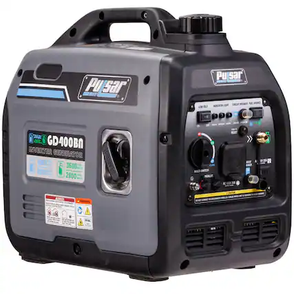 Pulsar
GD400BN
Inverter Generator
4000 W
3600 W
3200 W
2800 W
Dual Fuel
Low Oil Indicator Light
Circuit Breaker
Fuel Dounce
Multi-Switch
Paralleling
Starter
Reset
Caution
Warning
A. Danger
B. Warning
Do Not Connect or Disconnect Paralleling Cables While Running