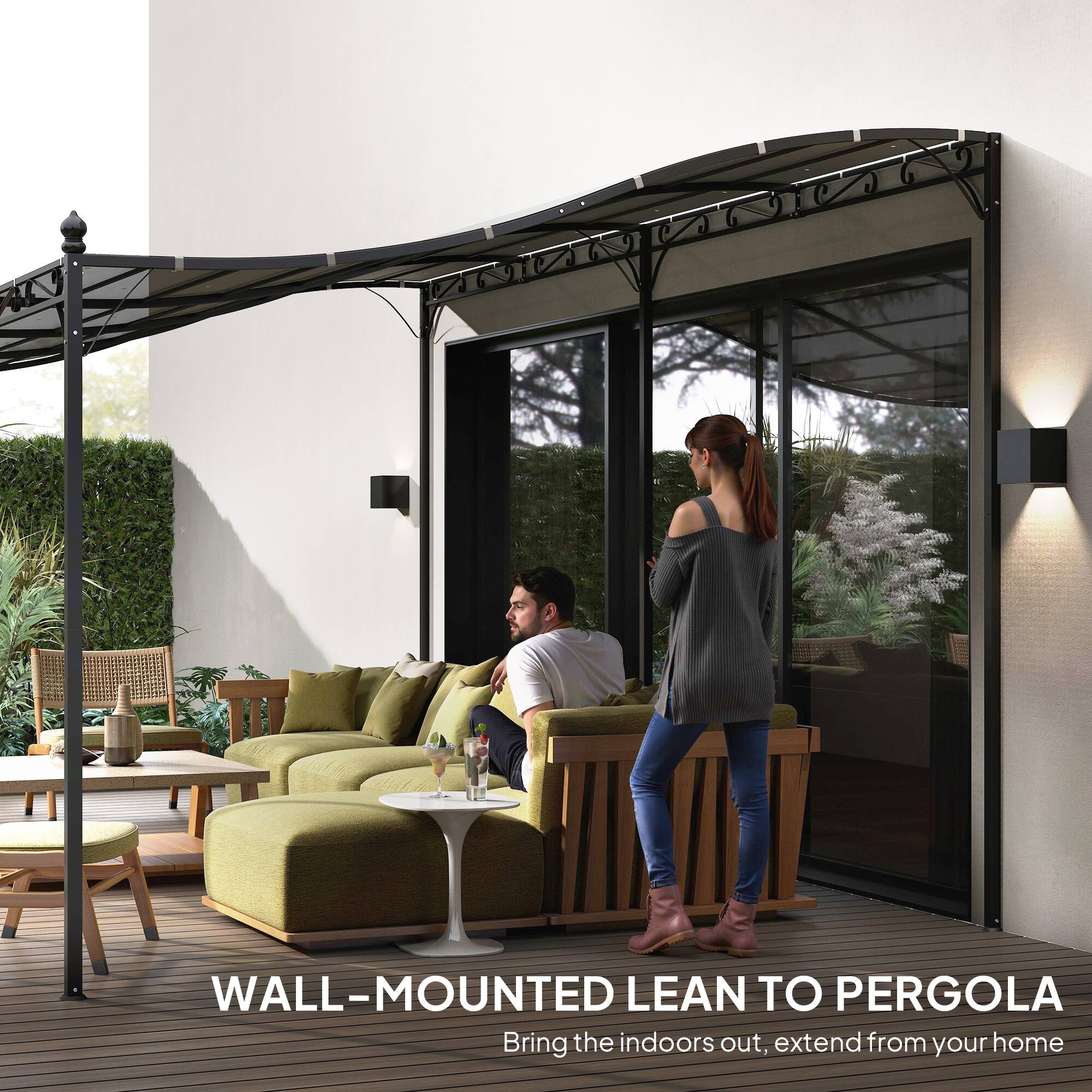 WALL-MOUNTED LEAN TO PERGOLA  
Bring the indoors out, extend from your home
