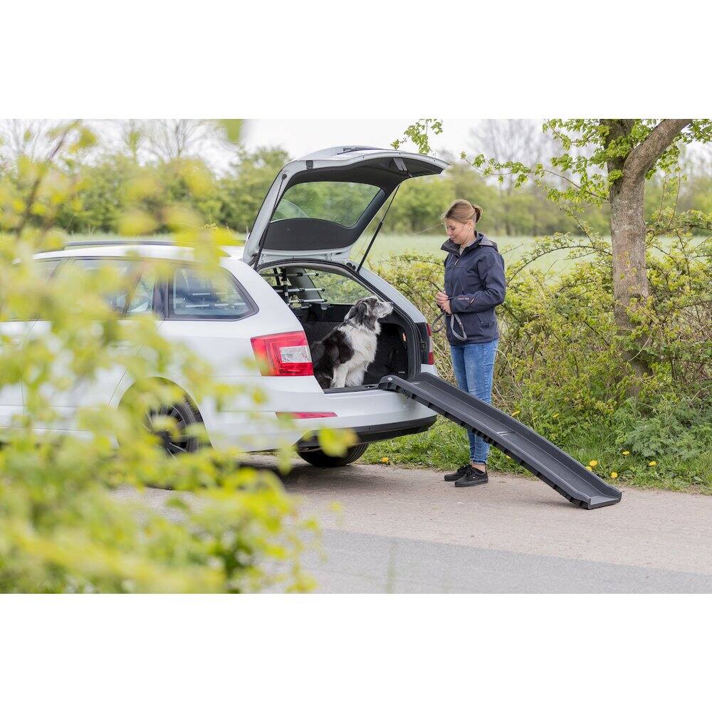 Left. TRIXIE - Foldable Non-Slip 62" Long Plastic Pet Ramp, Black, 200 lb Limit - Black.