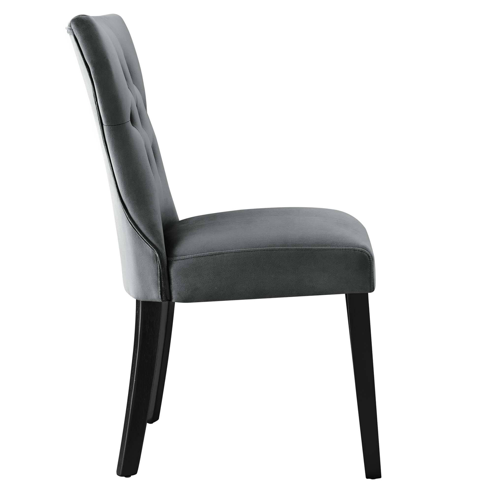 Alt View 2. Modway - Silhouette Performance Velvet Dining Chairs Set of 2 by Modway - Gray.