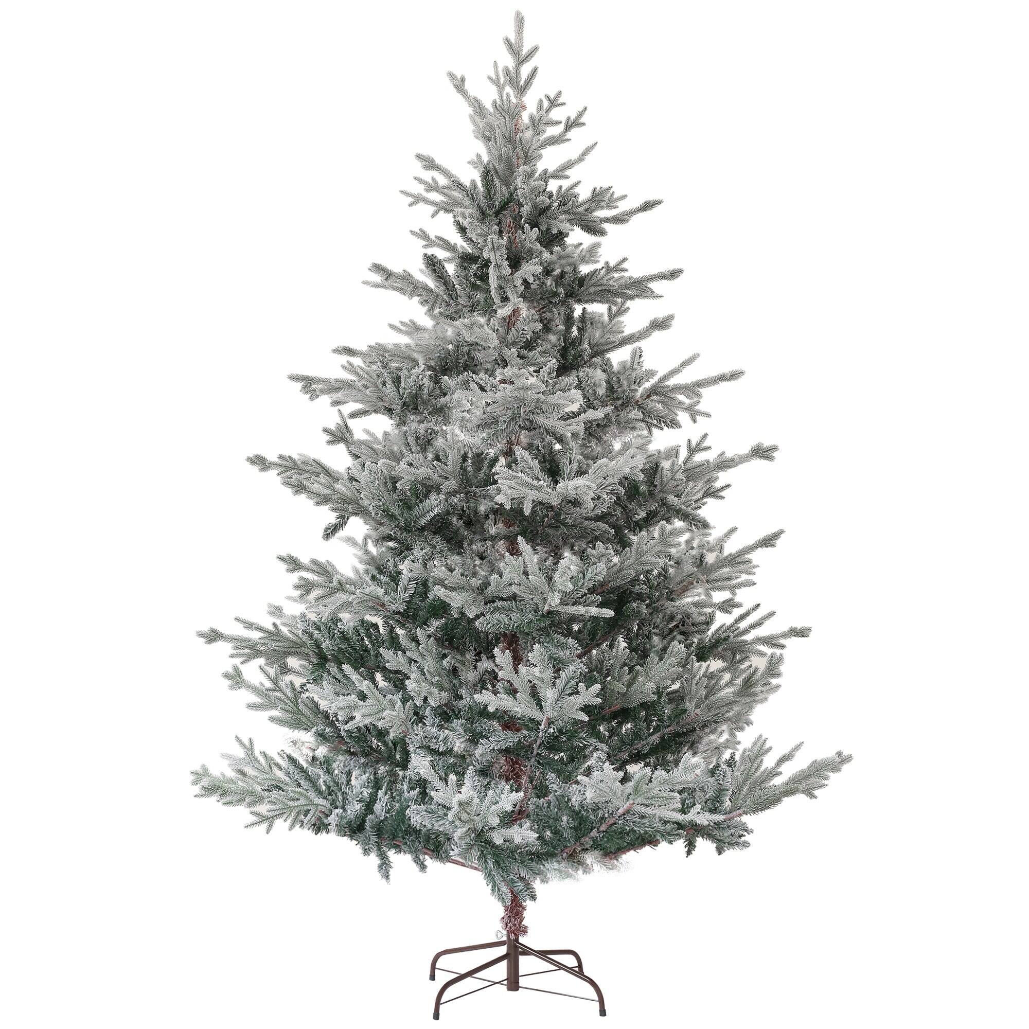 Alt View 6. BreeBe - 7.5ft Nordic Pine Artificial Christmas Tree with 1218 Snow Flocked Tips - Green.