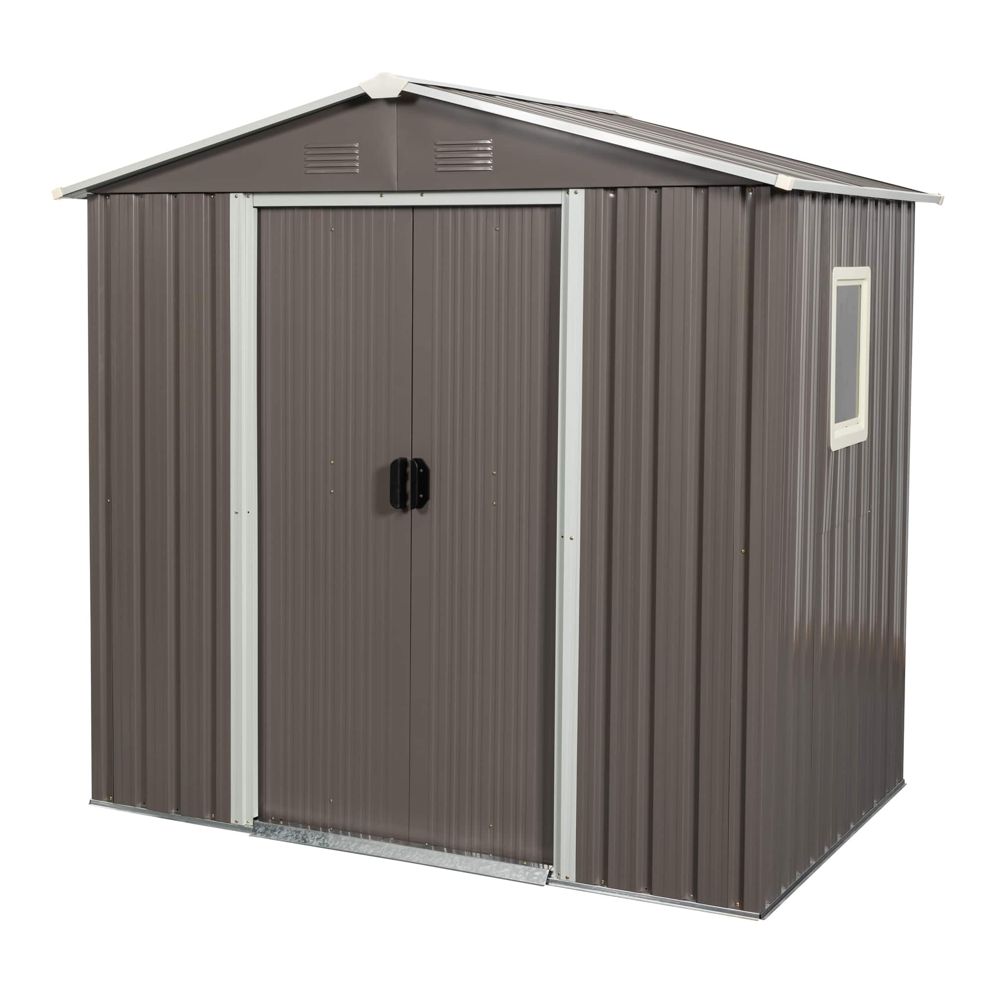 Mondawe - 6ft x 5ft Outdoor Metal Storage Shed With window - Gray