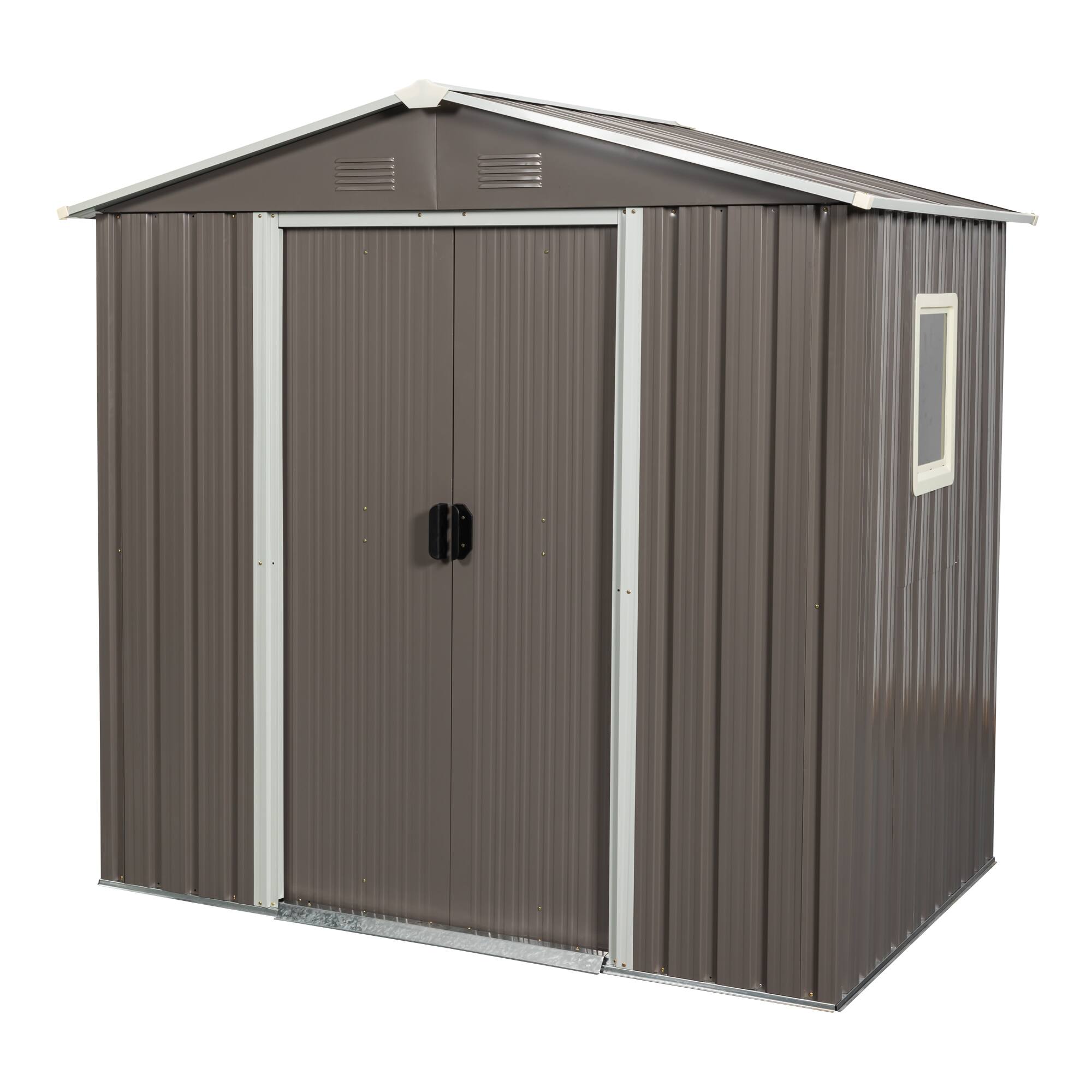 Front. Mondawe - 6ft x 5ft Outdoor Metal Storage Shed With window - Gray.