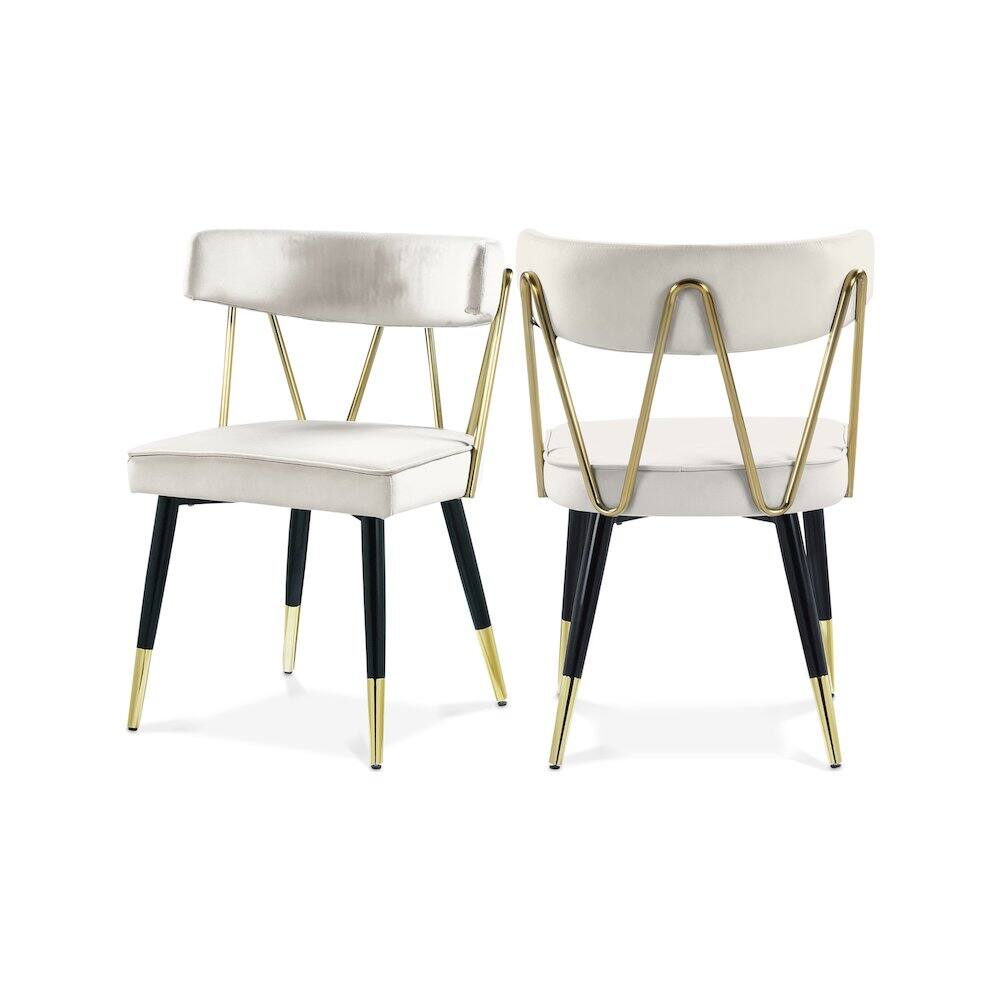 Meridian Furniture - Rheingold Cream Velvet Dining Chair, Set of 2 - Beige