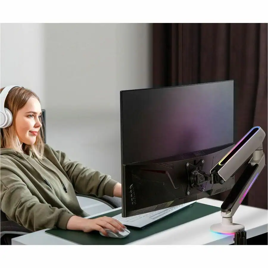 Vesa 75mm Pattern SIIG Single Monitor Arm Desk Mount with Gaming RGB Lighting 17