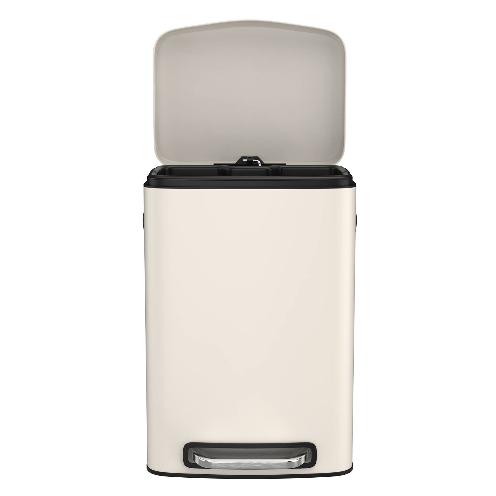 Left. GOODSILO - 13 Gallon Kitchen Foot Pedal Trash Can - Stainless Steel Rectangular Bin with 30 Bags - White.