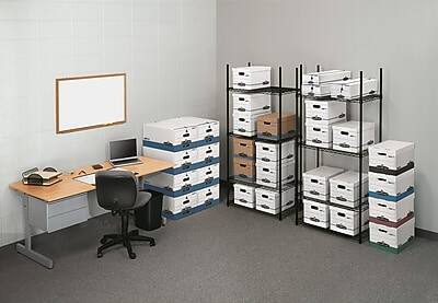 Alt View 4. Bankers Box - Bankers Box Stor/File 60% Recycled Corrugated File Box Lift Off Lid, Letter/Legal Size, White/Blue, 6/Pack (57036-04) - White/Blue.