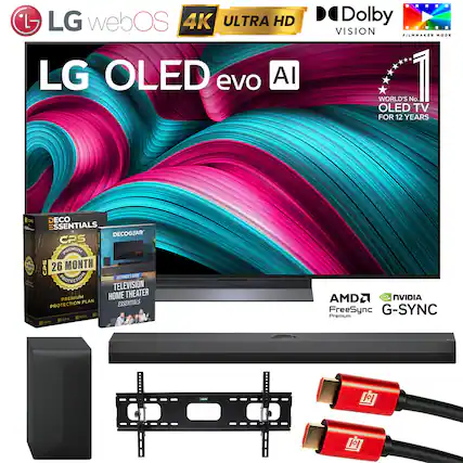 - LG webOS 4K ULTRA HD LG OLED evo AI
- Dolby VISION FILMMARES MODE
- WORLD'S No. 1 OLED TV FOR 12 YEARS
- OANT D ECO SSENTIALS DECOGEAR CPS PREMIUM
- 26 MONTH PROTECTION
- RSNETT SEE TELEVISION PREMIUM HOME THEATER PLAN ESSENTIALS PROTECTION
- C AMD2 NVIDIA FreeSync G-SYNC Premium