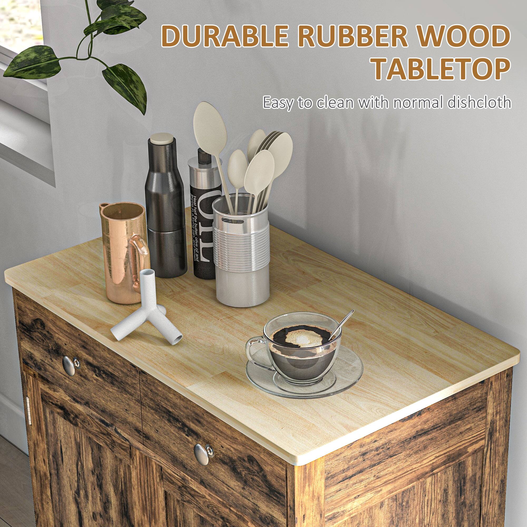 DURABLE RUBBER WOOD TABLETOP  
Easy to clean with normal dishcloth
