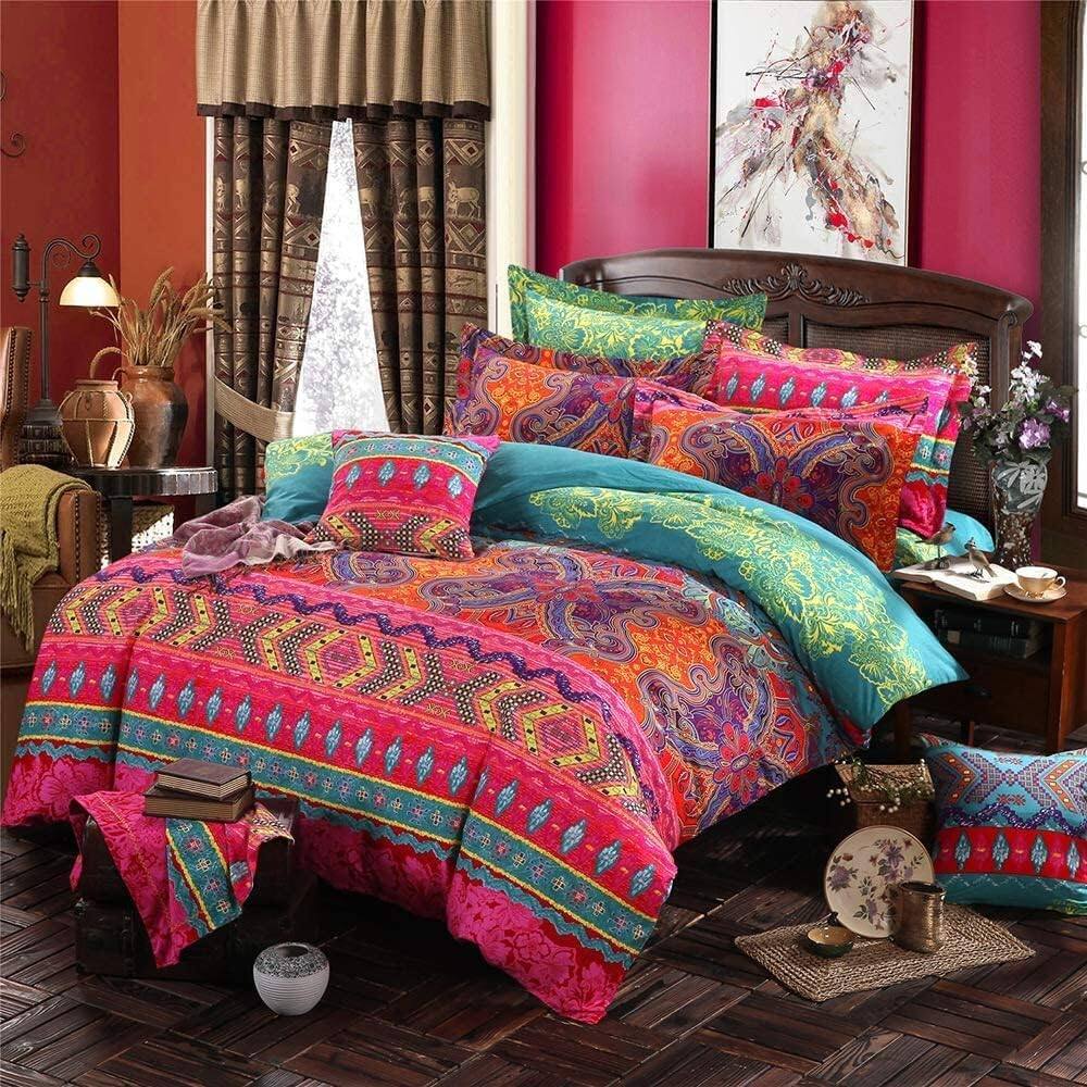 Alt View 1. PO3TICJUNKI3 - Boho Queen Duvet Cover Set Soft Cotton Mandala Print Luxury Breathable Comfy - Pattern0501-Queen.