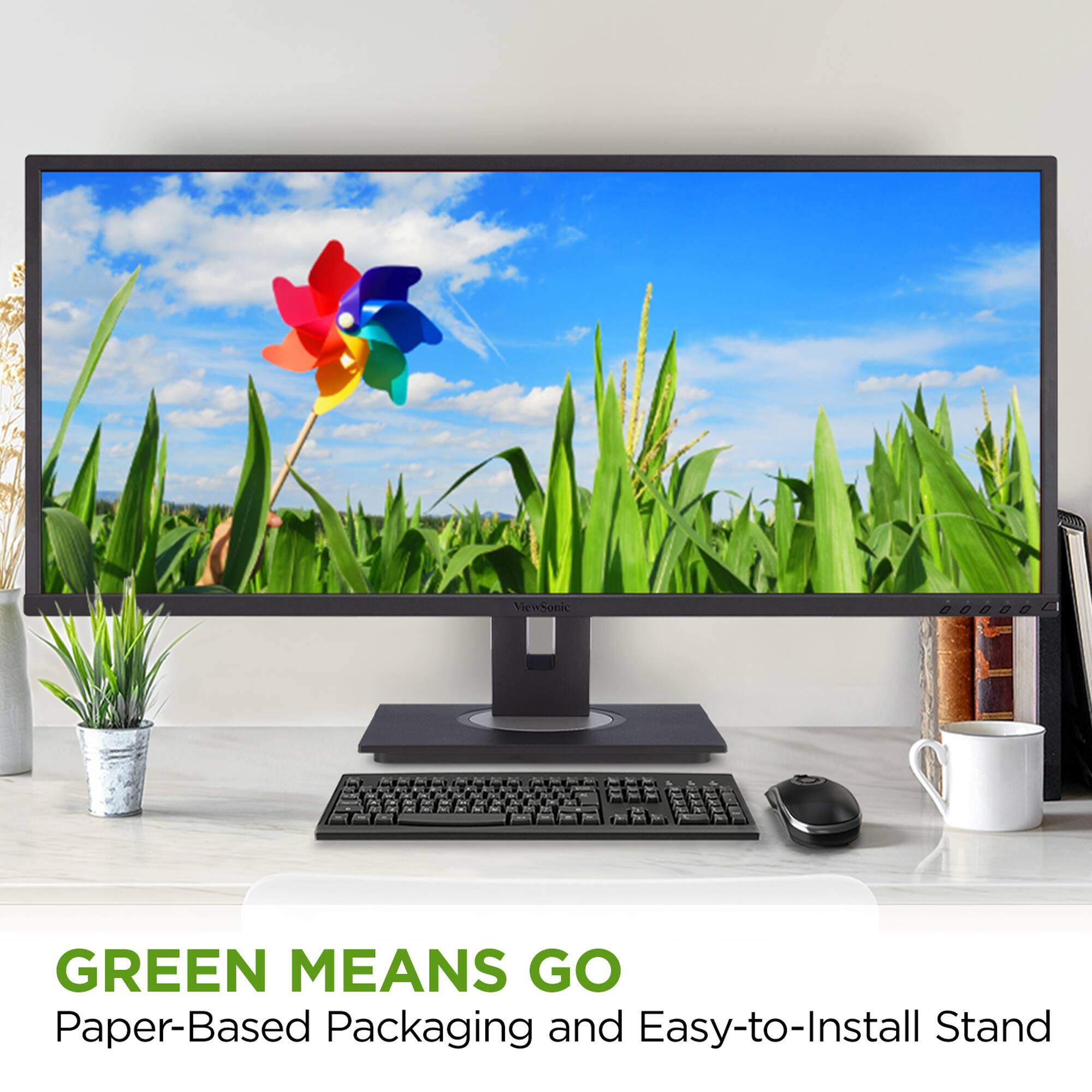 Viewsonic GREEN MEANS GO Paper-Based Packaging and Easy-to-Install Stand