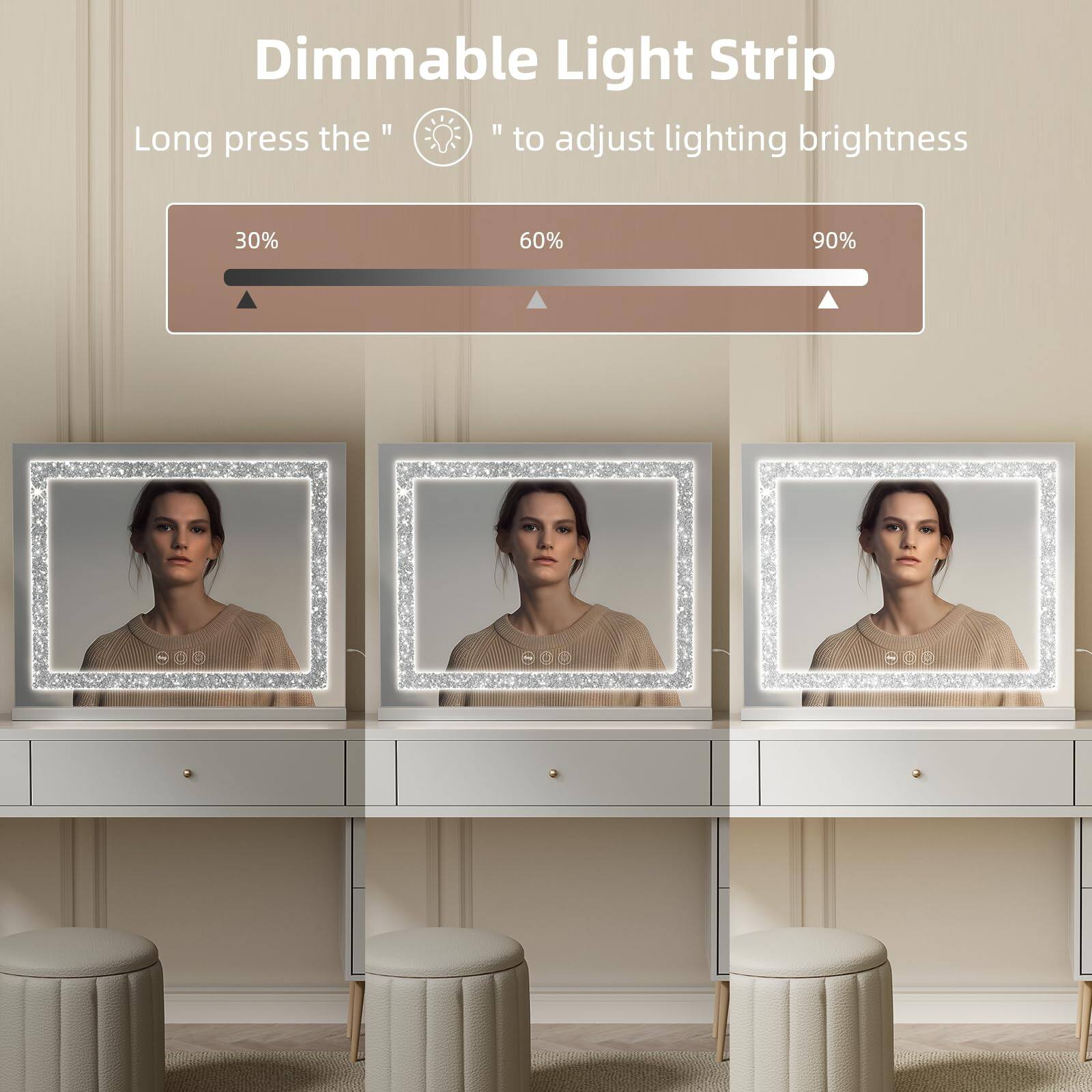 Dimmable Light Strip

Long press the "icon" to adjust lighting brightness

30% 60% 90%