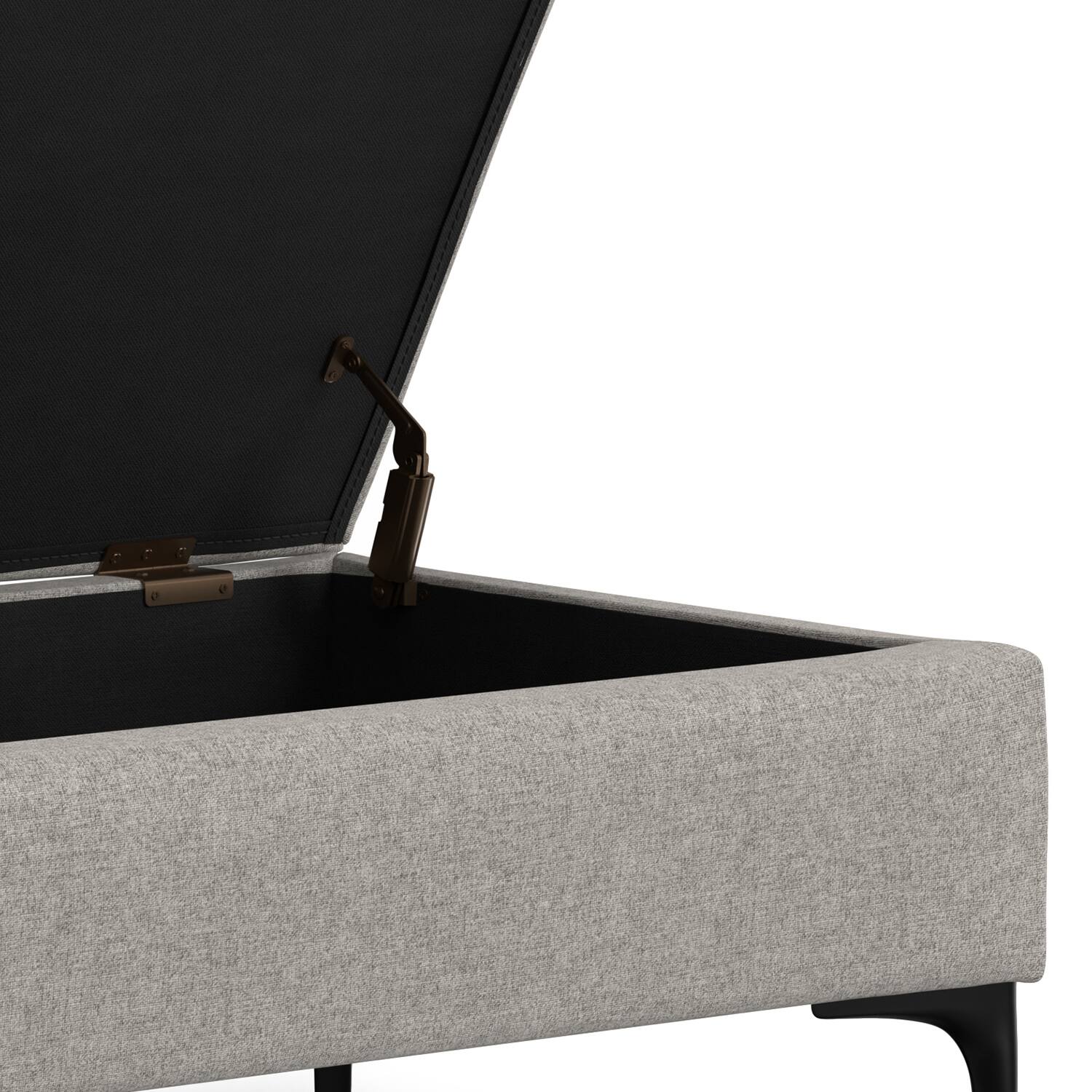 Alt View 5. Simpli Home - Rebecca 48 inch Wide Mid Century Modern Coffee Table Storage Ottoman with Lift up Lid in Cloud Grey Polyester, Assembled - Cloud Grey.